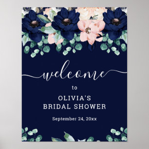 Poster Floral náutico  Sinal de boas-vindas do Chá de p