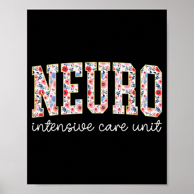 Poster Floral Neuro Icu Nurse Brain Neuroscience Icu Nurs (Frente)
