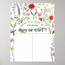 Poster Floral O Que Será O Bebê Sinal De Predição De Gêne