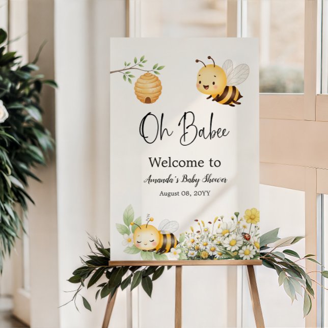 Poster Floral Oh Babee Honey Bee Baby Shower Welcome (Criador carregado)