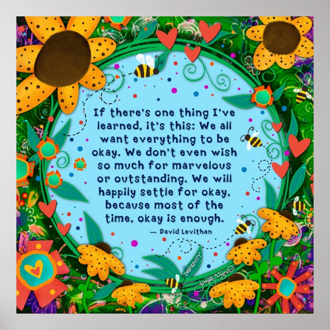 Poster Floral Ok é bastante inspirador de citação (Frente)