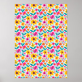 Poster Floral Ousado Pintado à Mão