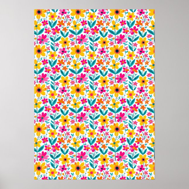 Poster Floral Ousado Pintado à Mão (Frente)
