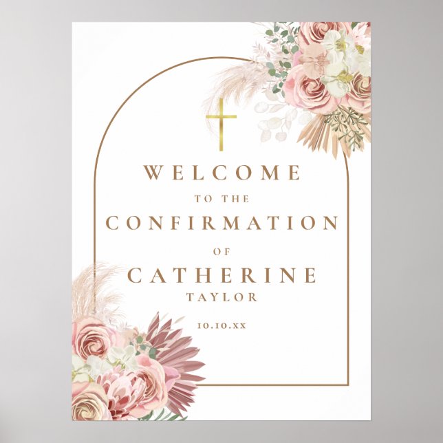 Poster Floral Pampas Grass Confirmation Welcome Sign (Frente)