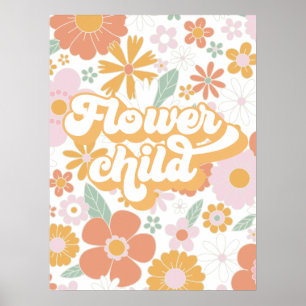 Poster floral para crianças com flores retrorrefle