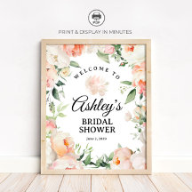Floral Peony Bridal Shower Welcome Sign