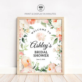 Poster Floral Peony Bridal Shower Welcome Sign