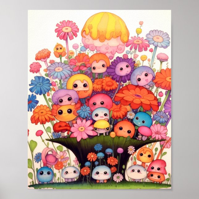 Poster Floral personalizado, colorido, fofo (Frente)