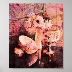 Pôster Floral, Pink-Grunge