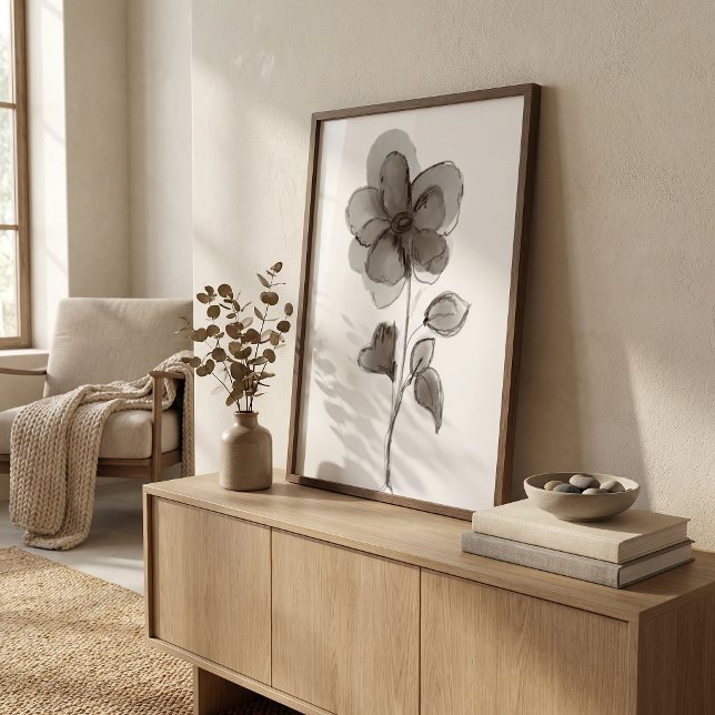 Poster Floral preto e branco elegante estético sofisticad (Criador carregado)