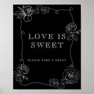 Poster Floral Preto e Branco para Chá de Noiva O Amor é D