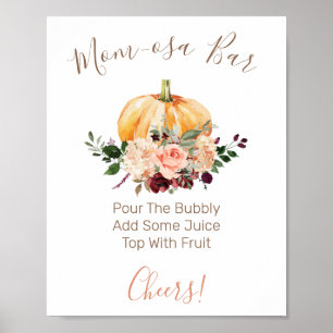 Poster Floral Pumpkin Sinal de Chá de fraldas Mãe-osa