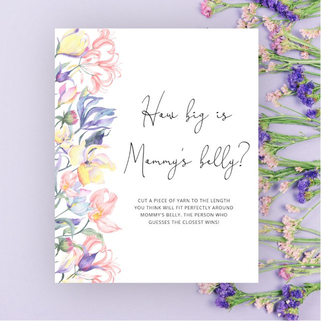 Poster Floral Quão grande é o jogo de barriga de mamãe (Criador carregado)