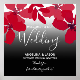 Poster Floral Red Welcome Wedding