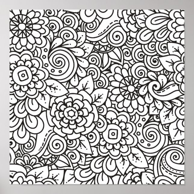 Pôster Floral Retro Doodle 2 (Frente)