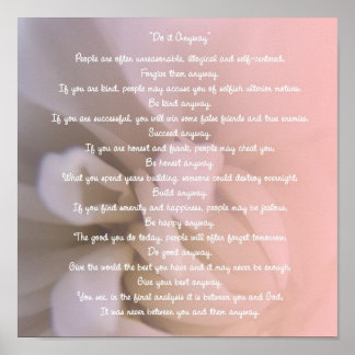 Pôster Floral Rosa Faça De Qualquer Maneira