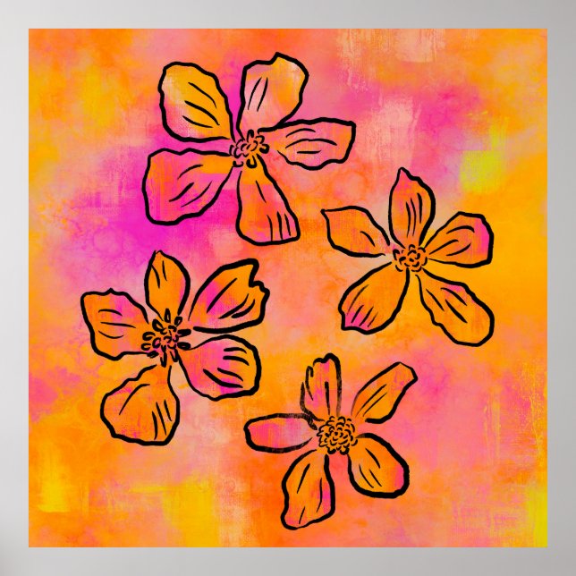 Poster Floral Rosa Pop (Frente)