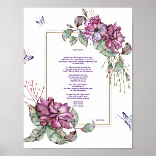 Poster floral roxo 8,5 x 11 da fé verdadeira