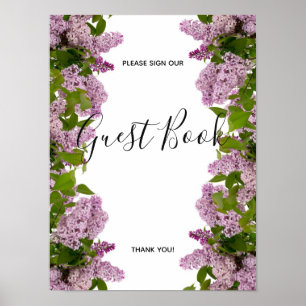 Poster Floral Roxo Cartaz de Assinatura de Livro de Vis