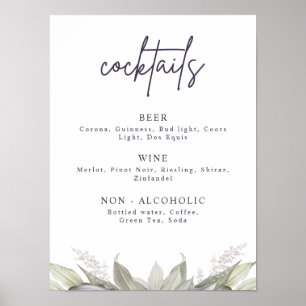 Poster Floral Roxo e Verde Arejado, Menu de Bebidas de Fe