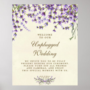 Poster floral roxo wedding desconectado da lavanda do