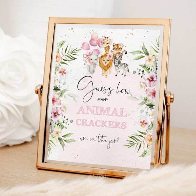 Poster Floral Safari Quantos crackers de animais no frasc (Criador carregado)