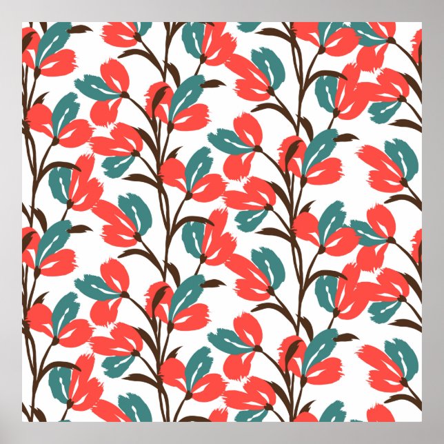 Poster Floral seamless pattern. Cute floral background. P (Frente)
