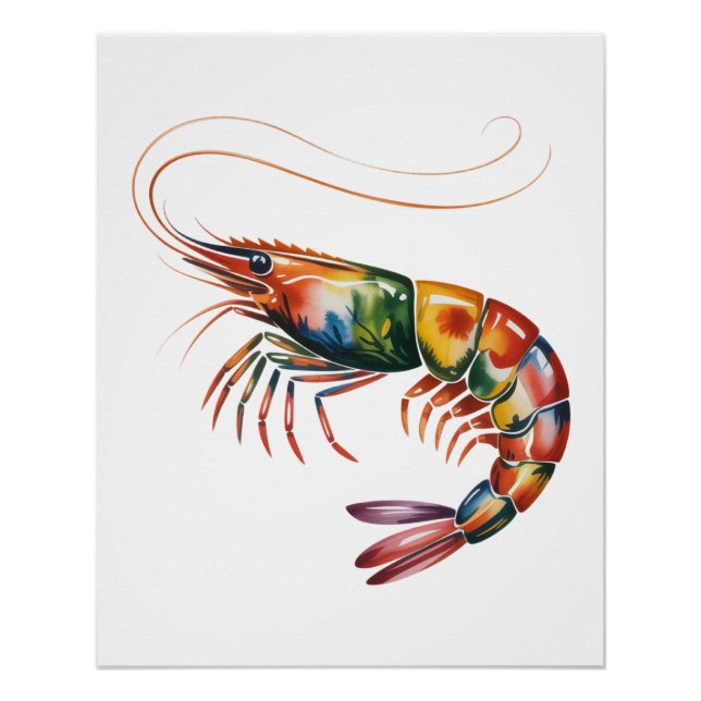 Pôster Floral Shrimp Art Personalizado (Frente)
