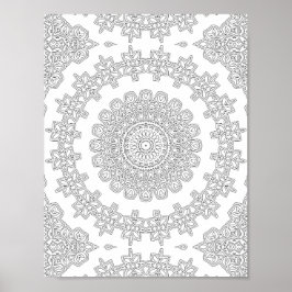 Poster Floral Star Ring Coloring Page Pattern Artwork