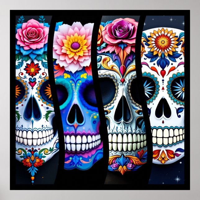 Poster Floral Sugar Skull  (Frente)