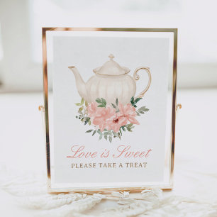 Poster Floral Tea Party Love is Sweet Sinal