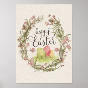 Poster floral Textured da grinalda do felz pascoa