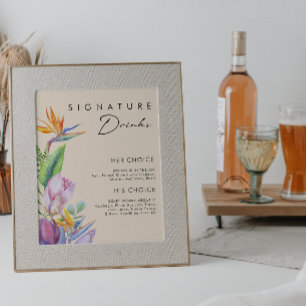 Poster Floral Tropical Colorida Bebidas com Sabor a Pês
