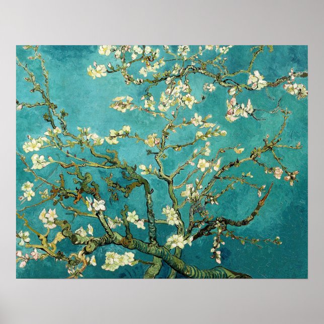 Poster Floral Van Gogh, Floral Vintage, árvore de amêndoa (Frente)