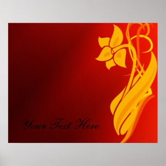 Poster Floral Vermelho e Dourado