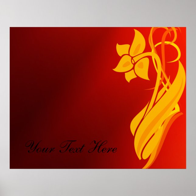 Poster Floral Vermelho e Dourado (Frente)