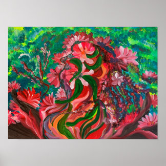 Poster Floral Vermelho - Pintura De Canvas Om