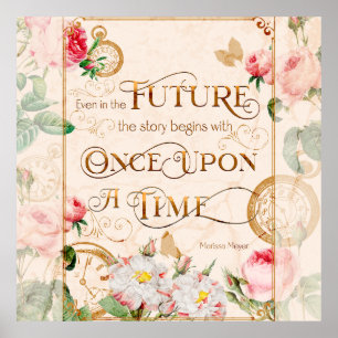 Poster Floral Vintage “Era Uma Vez” Citação Inspiradora Q