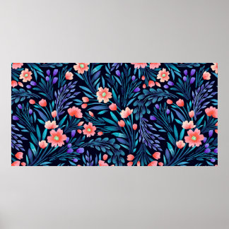 Poster Floral watercolor seamless pattern.