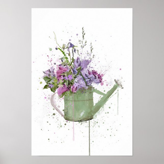 Poster Floral Watering Can (Frente)