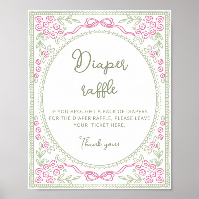 Poster Floral Wildflower Girl Diaper Raffle (Frente)