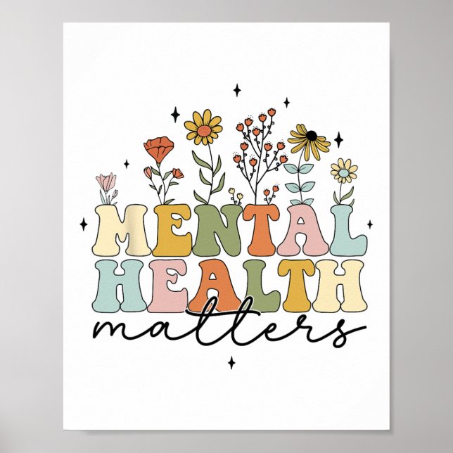 Poster Floral Wildflower Mental Problems Sensibilização (Frente)