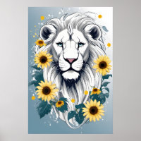 Floral Willife African Safari White Lion