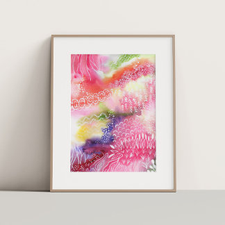 Poster Florale Landschaft Aquarell