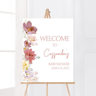 Poster Florals Baby Bloom Chá de fraldas Bem-vindo