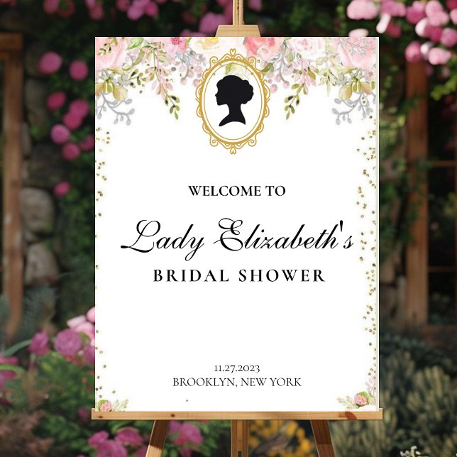 Poster Florals rosa presupuesto Bridgerton Bridal Shower (Criador carregado)