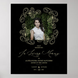 Poster Floreio de Letra à Mão Preto Memorial de Casamento