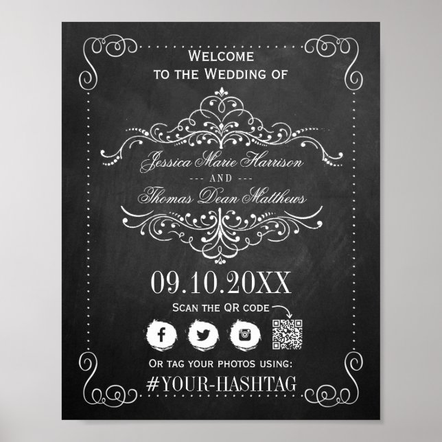 Poster Floreio Ornate Quadro de Boas-Vindas de Casamento (Frente)