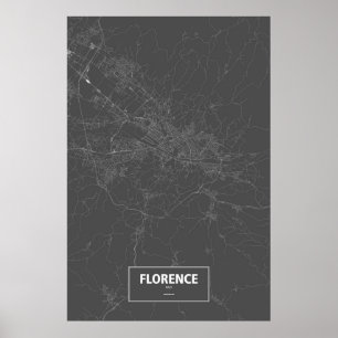 Pôster Florença, Italia (branca no preto)