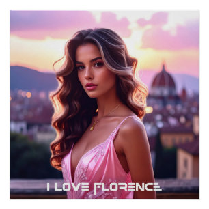PÔSTER FLORENÇA - ITÁLIA - EU AMO FLORENÇA